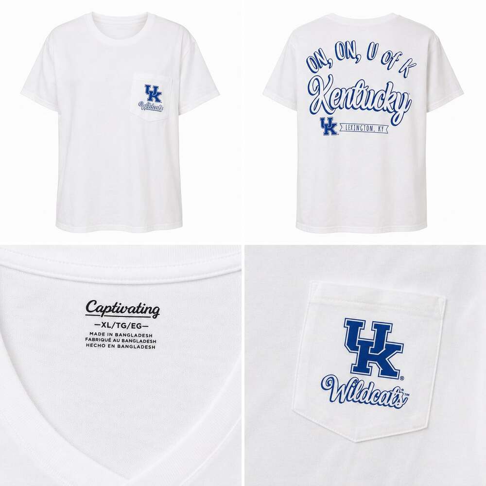 Captivating University of Kentucky Wildcats Pocket T-Shirt White